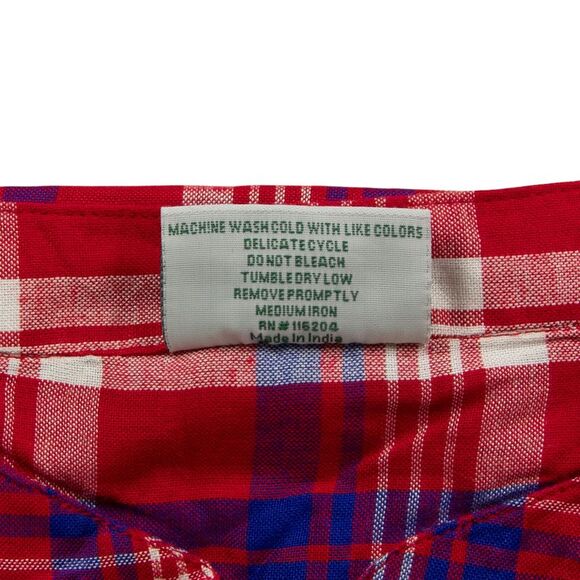 Woodland Creek Women's Front Lace-Up Long Sleeve Shirt in Red & Blue Plaid, XL - Picture 7 of 8